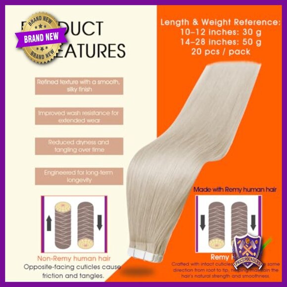 18 Inch Tape In Human Hair Extensions 50g Remy Hair Seamless Weft main image 4